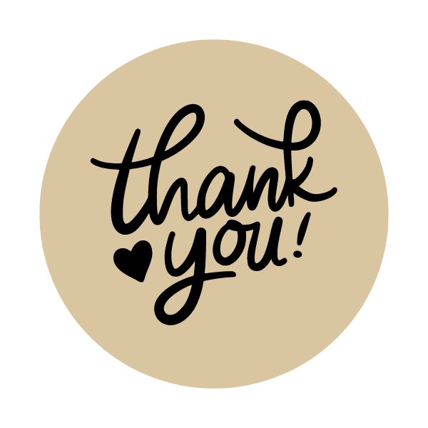 Sticker rond | THANK YOU hart (per 5 stuks)