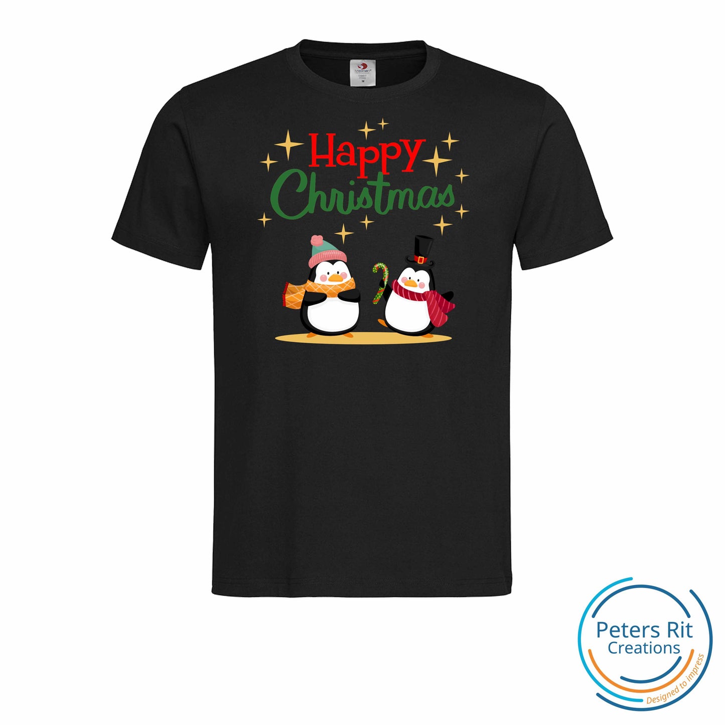 Heren T-shirt R-hals korte mouwen | CHRISTMAS PINGUINS