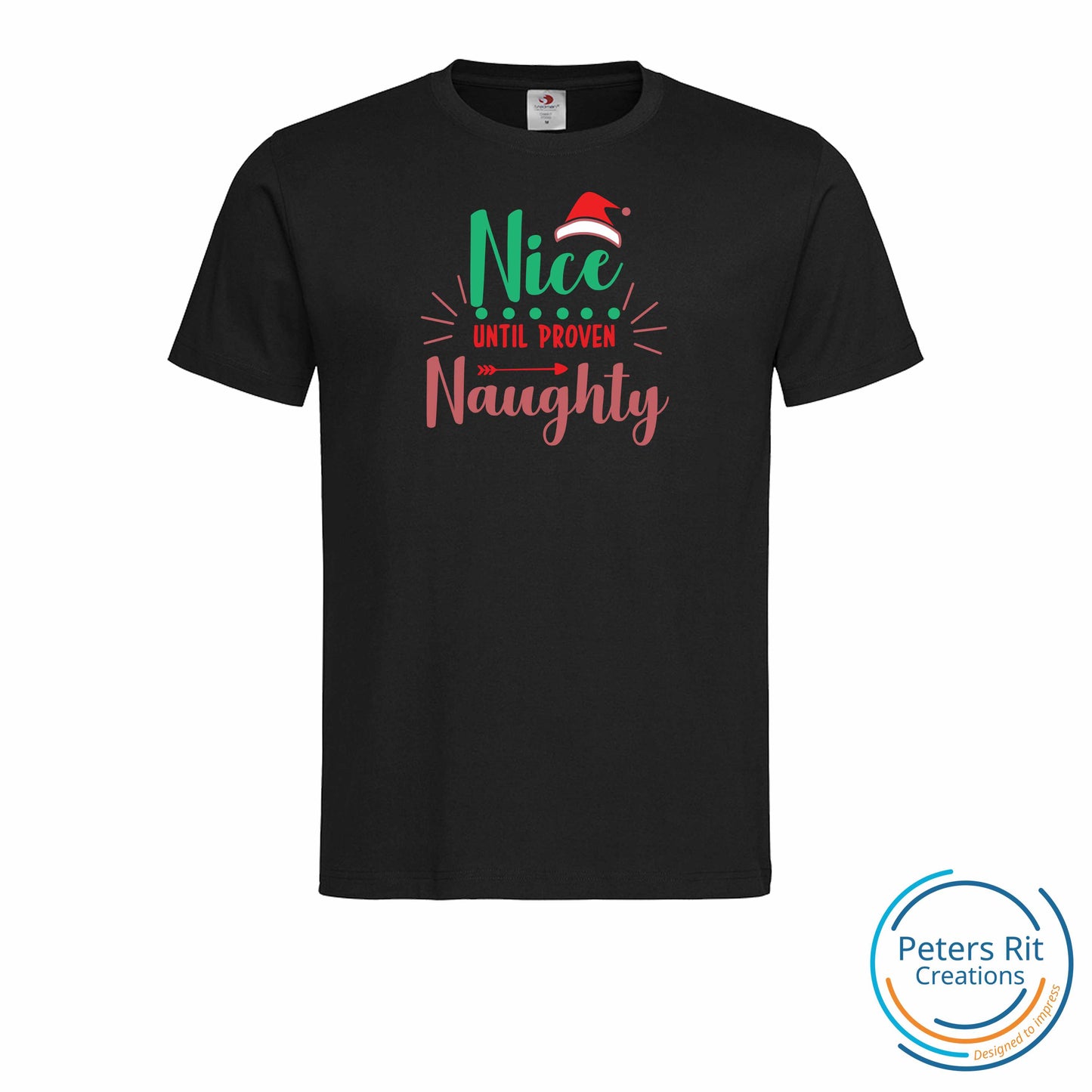 Heren T-shirt R-hals korte mouwen | NICE UNTIL PROVEN NAUGHTY