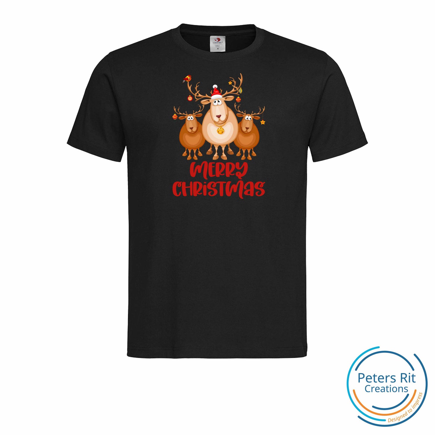Heren T-shirt R-hals korte mouwen | RENDIEREN MERRY CHRISTMAS