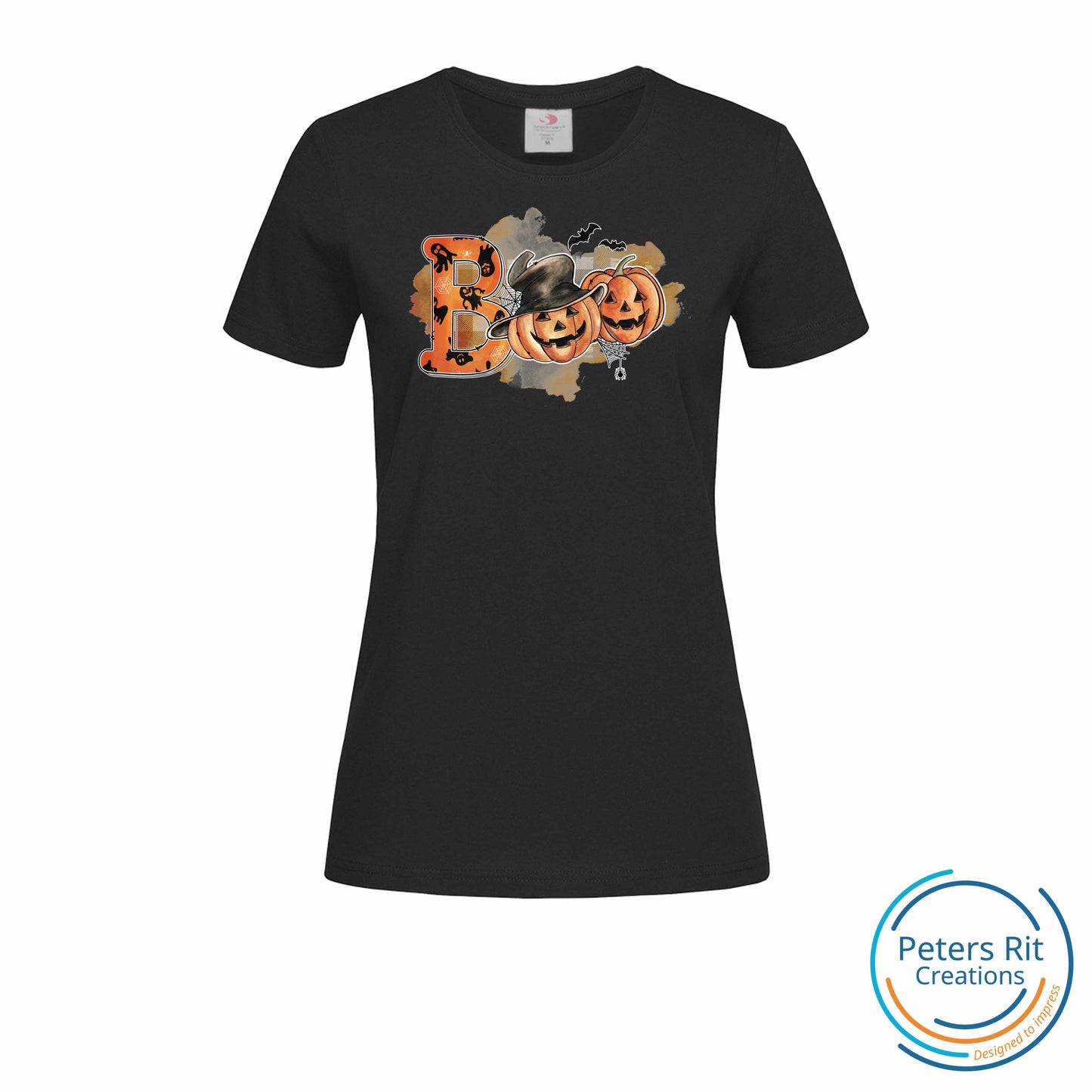 Dames T-shirt R-hals korte mouw | HALLOWEEN BOO