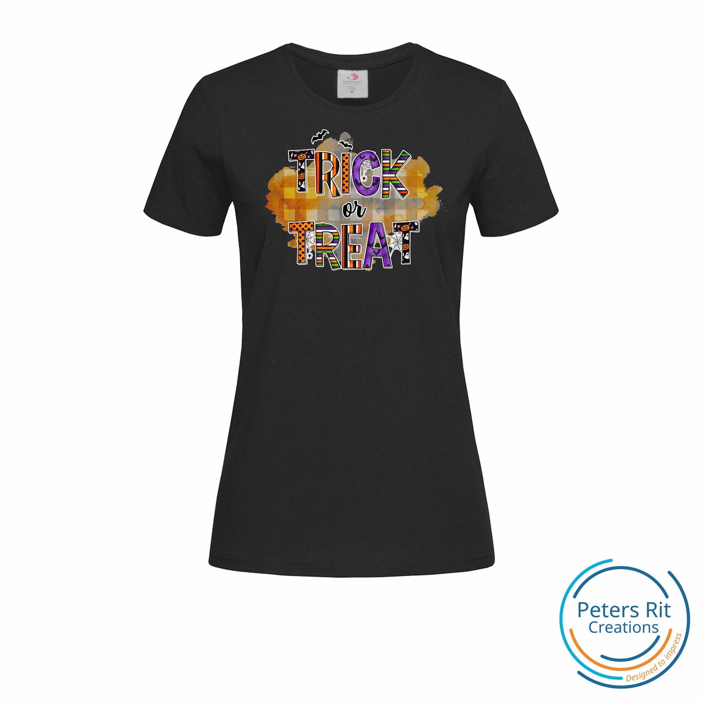 Dames T-shirt R-hals korte mouw | HALLOWEEN TRICK OR TREAT