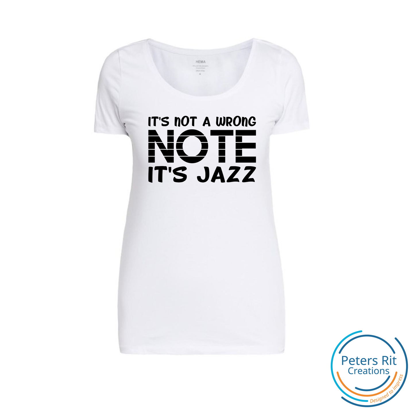 Dames T-shirt R-hals korte mouwen | WRONG NOTE JAZZ