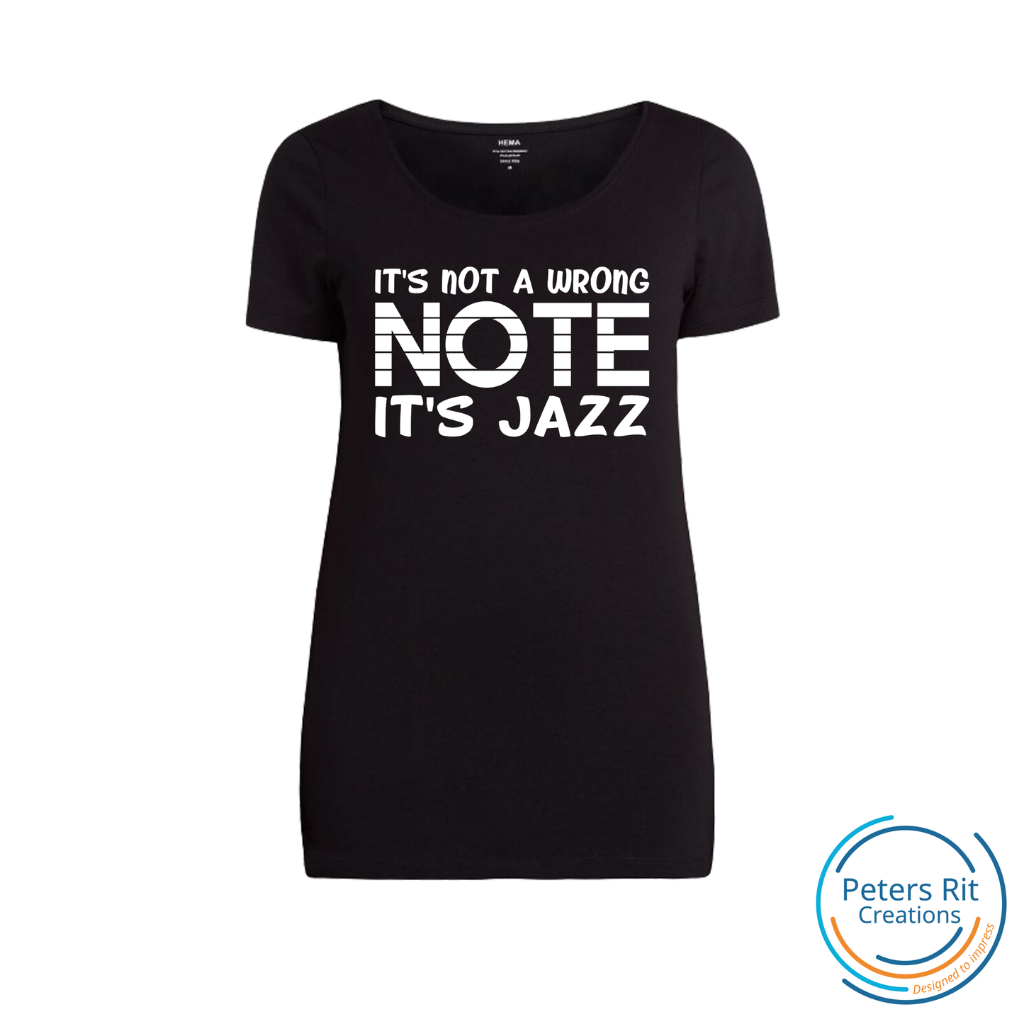 Dames T-shirt R-hals korte mouwen | WRONG NOTE JAZZ