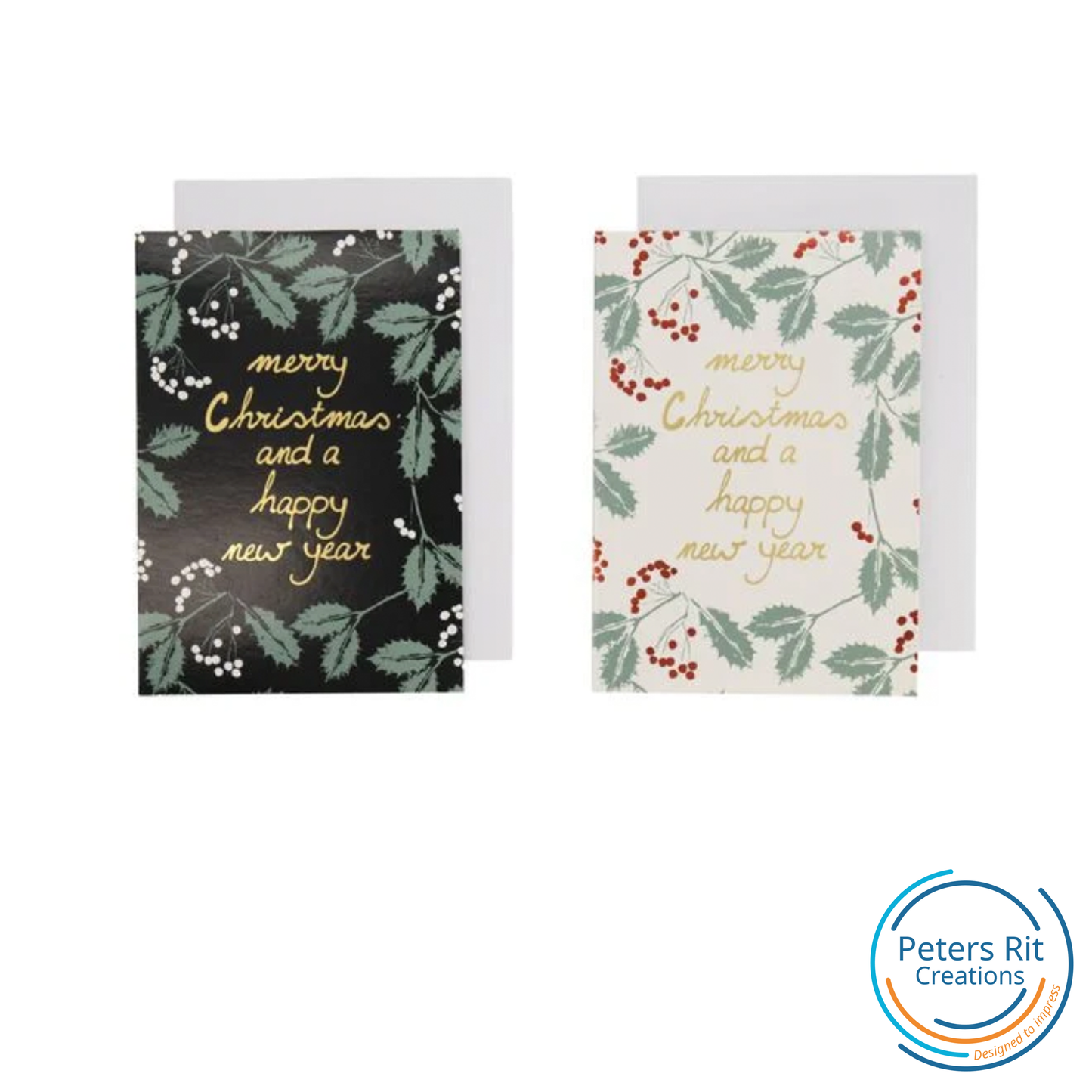 Handgeschreven KERSTKAARTEN beige gingerbread mannetjes & groen met zuurstokken