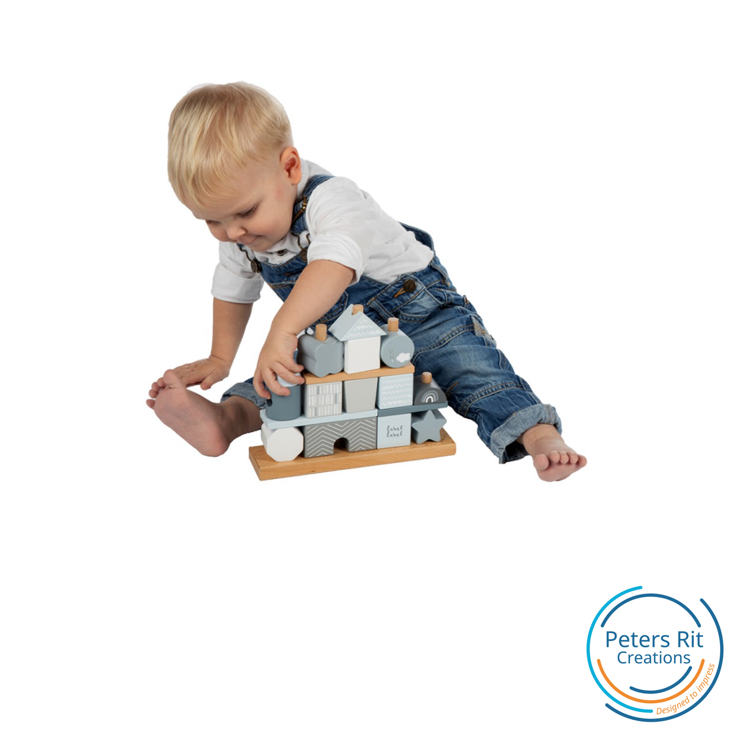 Houten blokken | BEIGE met GEBOORTE GEGEVENS