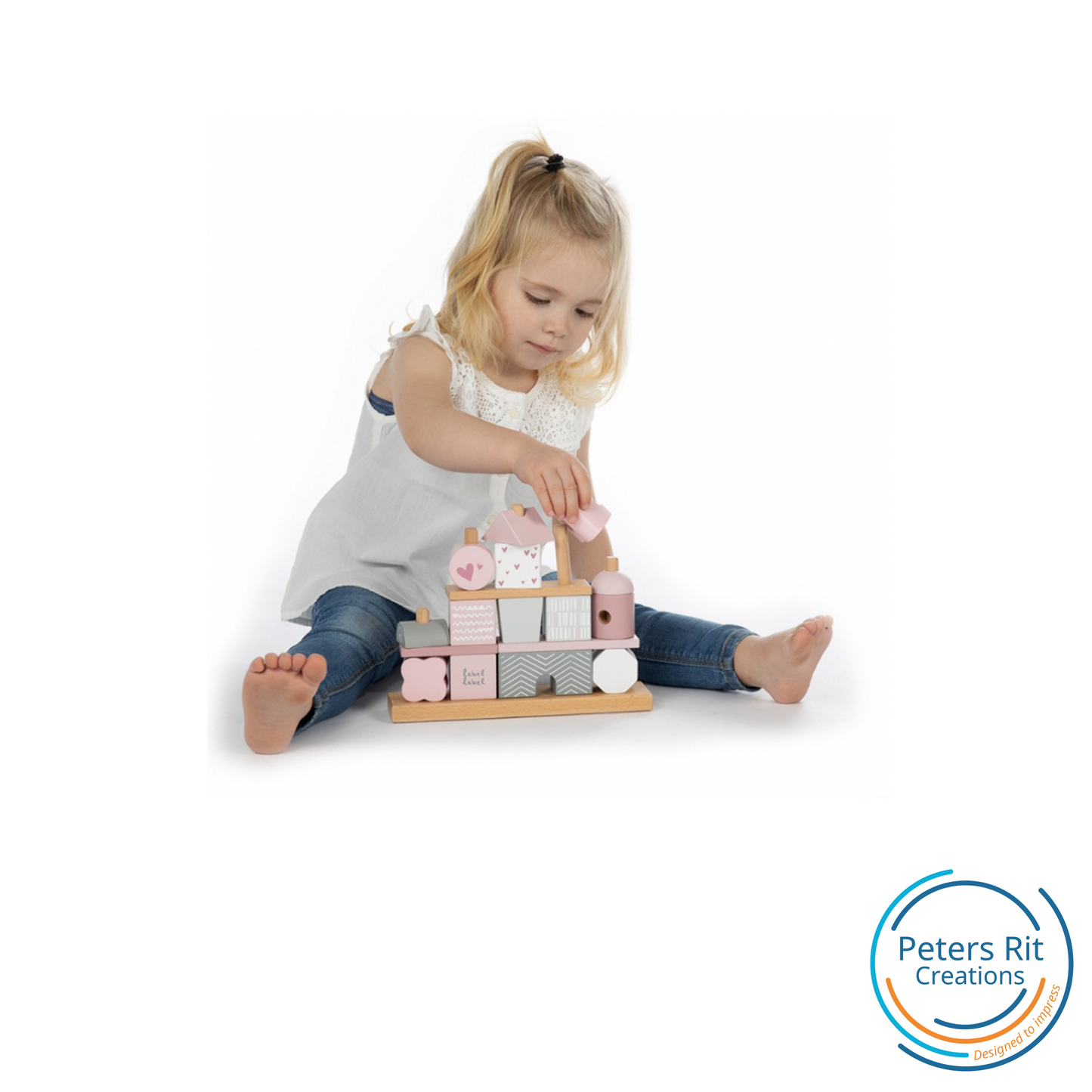 Houten blokken | ROZE met GEBOORTE GEGEVENS