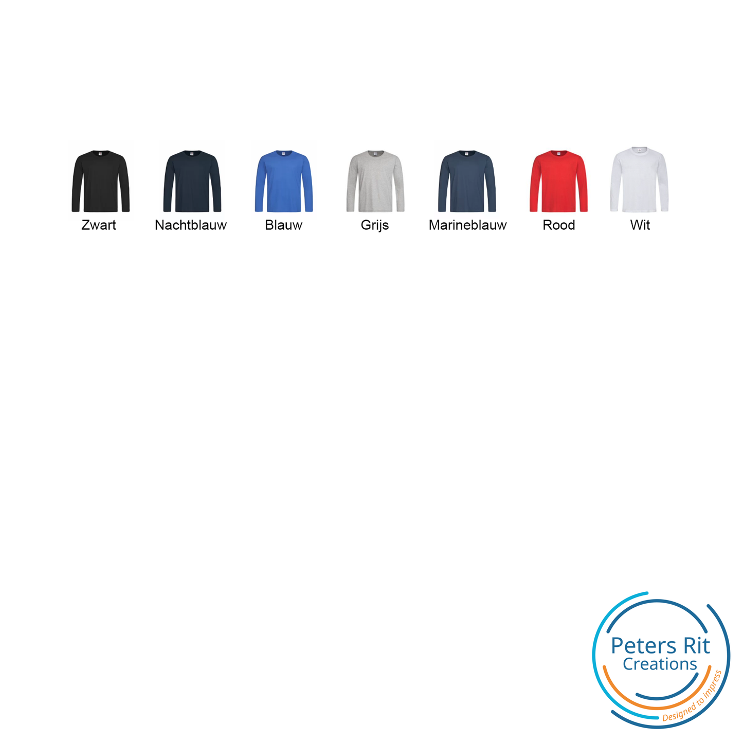 Heren T-shirt R-hals lange mouw | JOUW LOGO