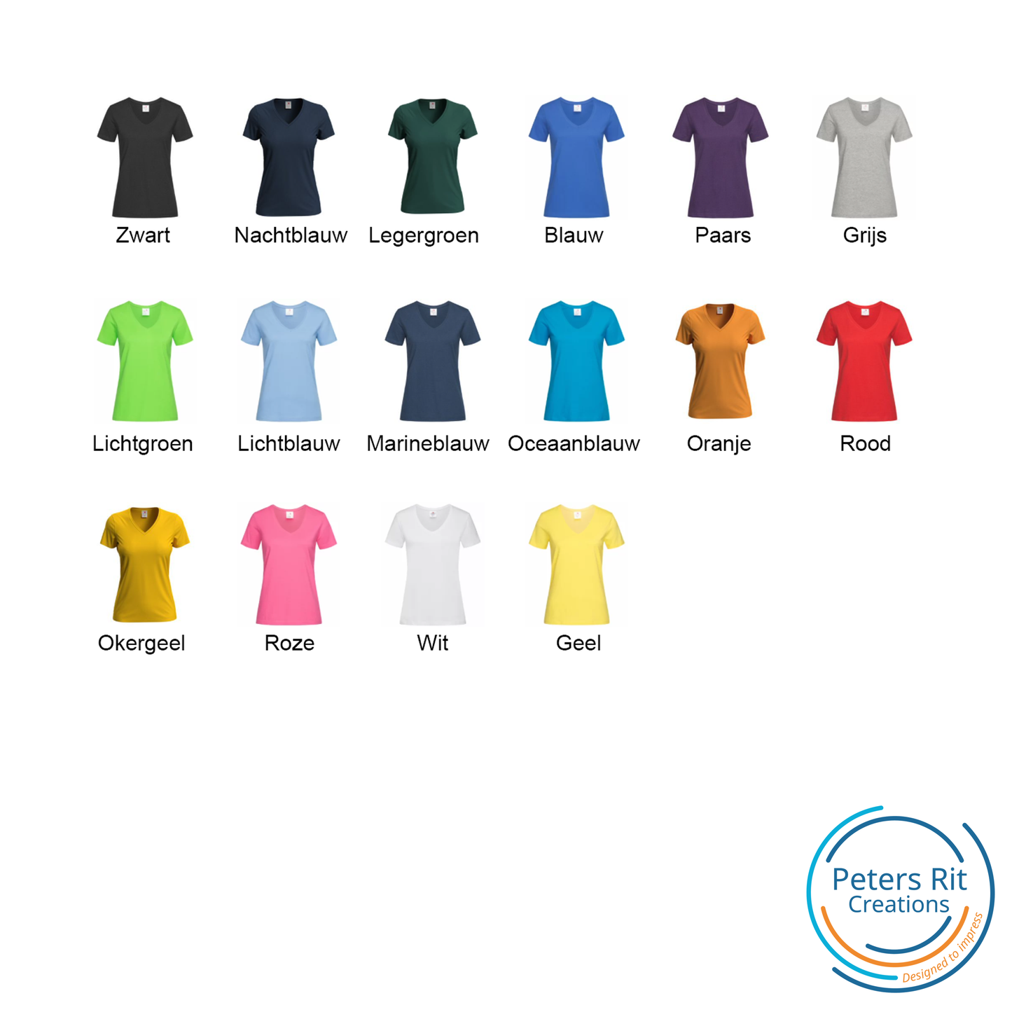 Dames T-shirt V-hals korte mouw | JOUW LOGO
