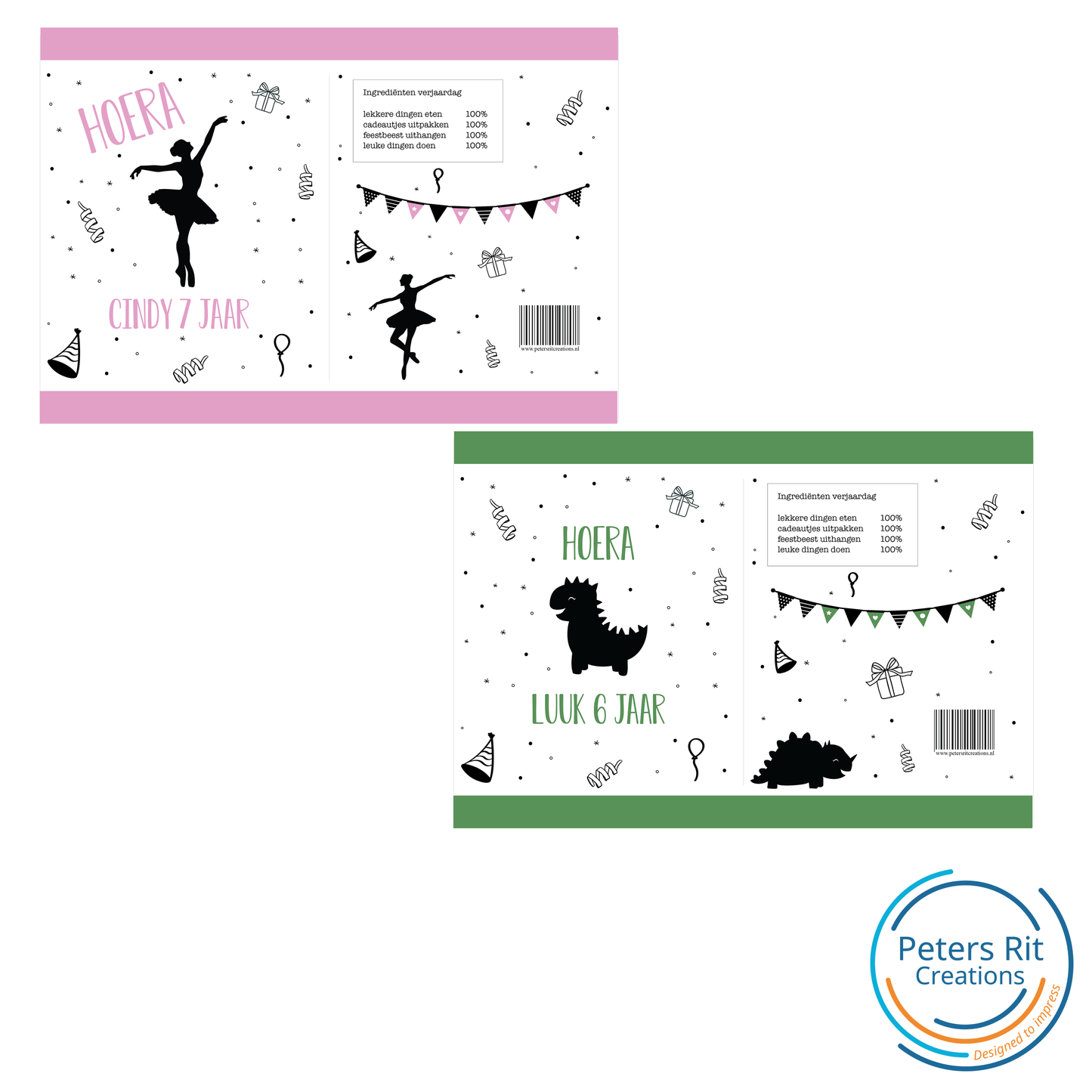 Printable traktatie | BALLERINA met NAAM en JAAR