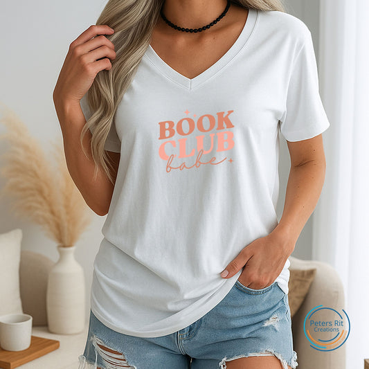Dames T-shirt V-hals korte mouw | BOOK CLUB BABE