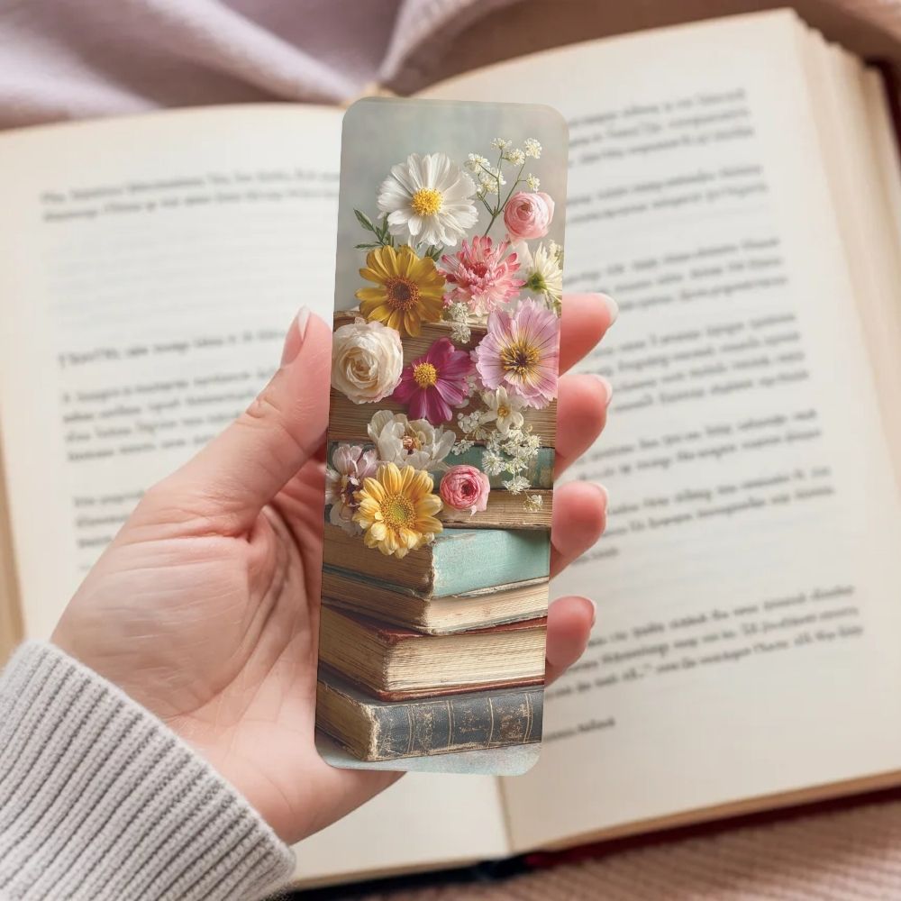 Boekenlegger | Boeken met bloemen 1