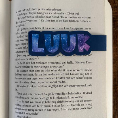 Boekenlegger magneet | gepersonaliseerd met NAAM galaxy