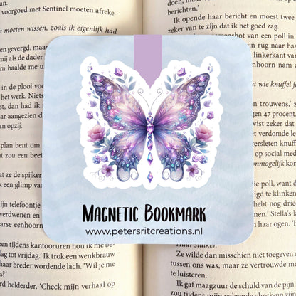 Boekenlegger magneet | Magische vlinder paars/blauw