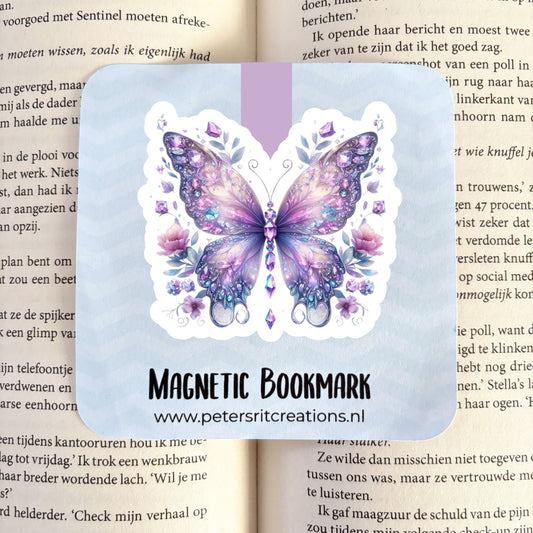 Boekenlegger magneet | Magische vlinder paars/blauw