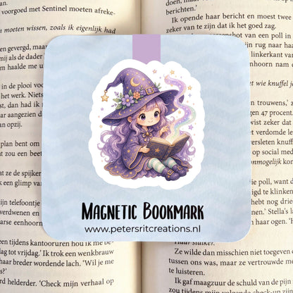Boekenlegger magneet | Magische heks paars/blauw