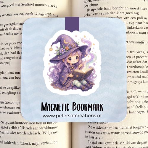 Boekenlegger magneet | Fantasy heks leest boek
