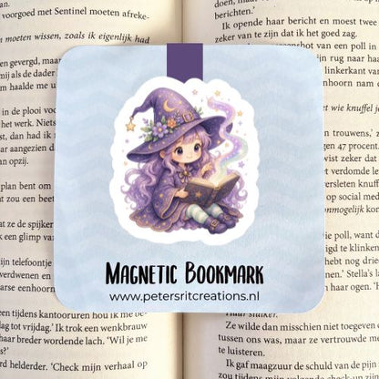Boekenlegger magneet | Fantasy heks leest boek