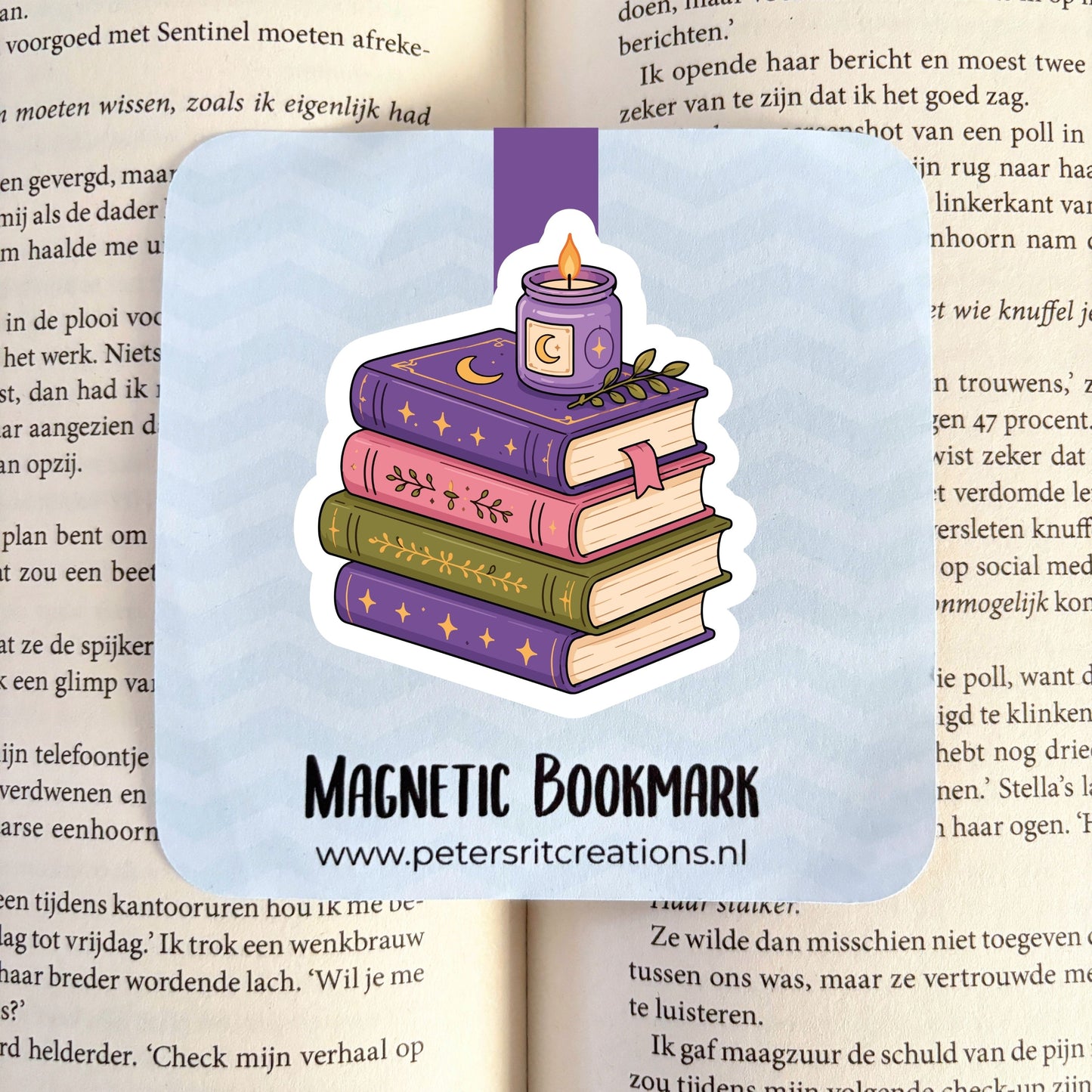 Boekenlegger magneet | Stapel boeken met kaars
