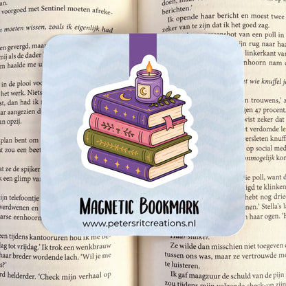 Boekenlegger magneet | Stapel boeken met kaars