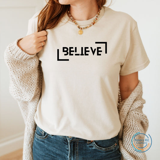 Dames T-shirt R-hals korte mouw | BELIEVE