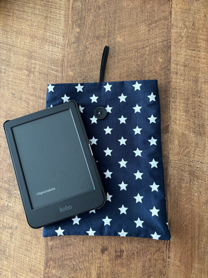 Booksleeve | Stoffen boekenhoes donkerblauw met witte sterren (evt gepersonaliseerd)