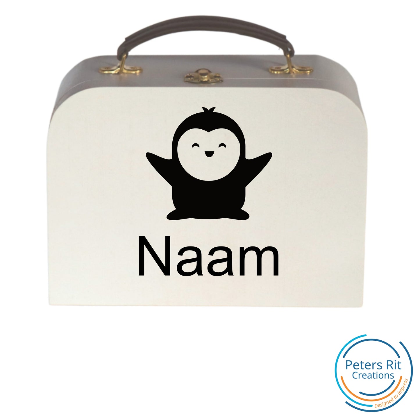 Koffer hout | PINGUIN MET NAAM