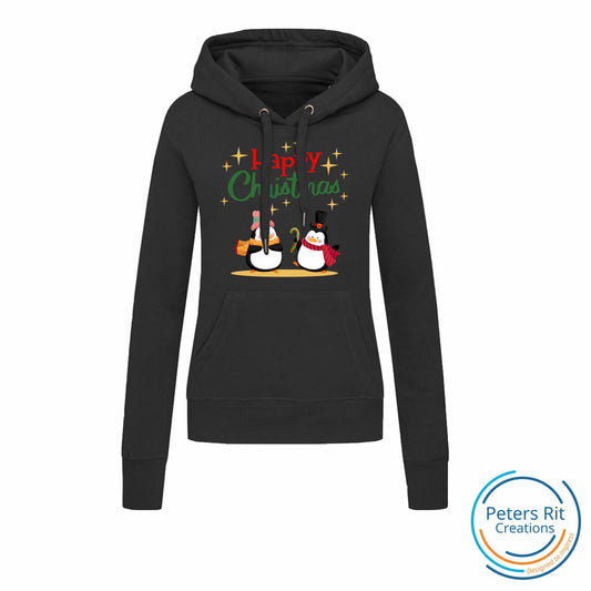 Dames sweatshirt hoodie | HAPPY CHRISTMAS PINGUINS