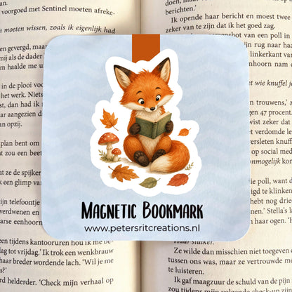 Boekenlegger magneet | Vos met boek herfst