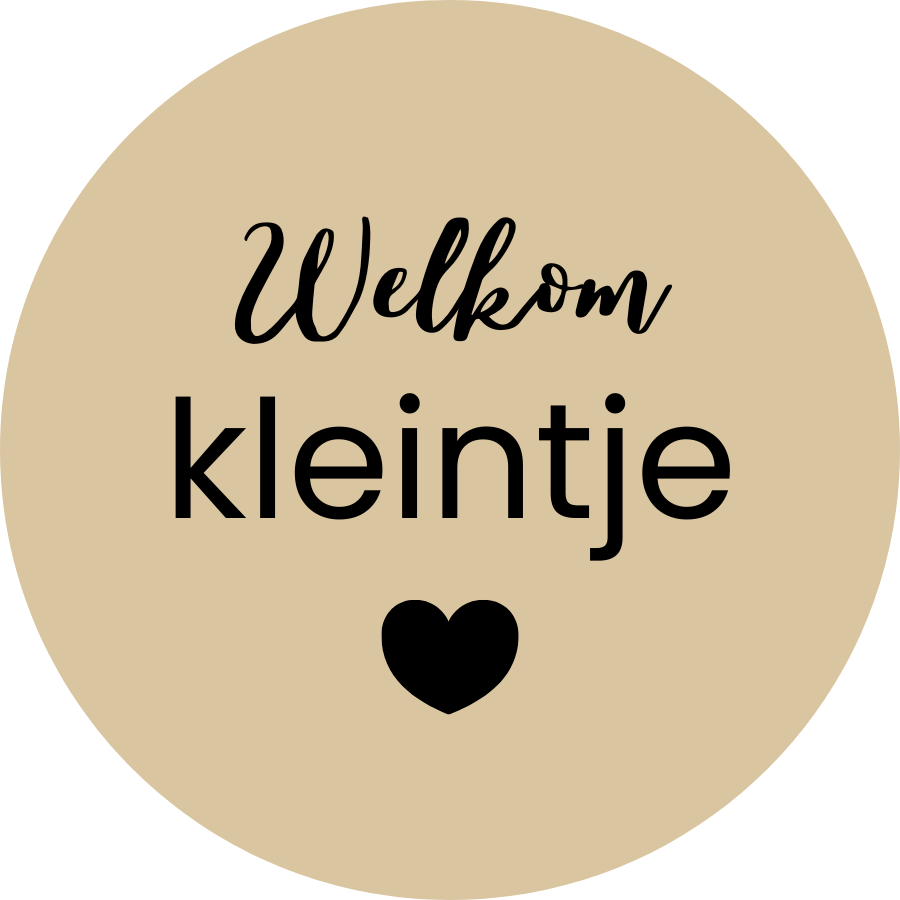 Sticker rond | WELKOM KLEINTJE (per 5 stuks)