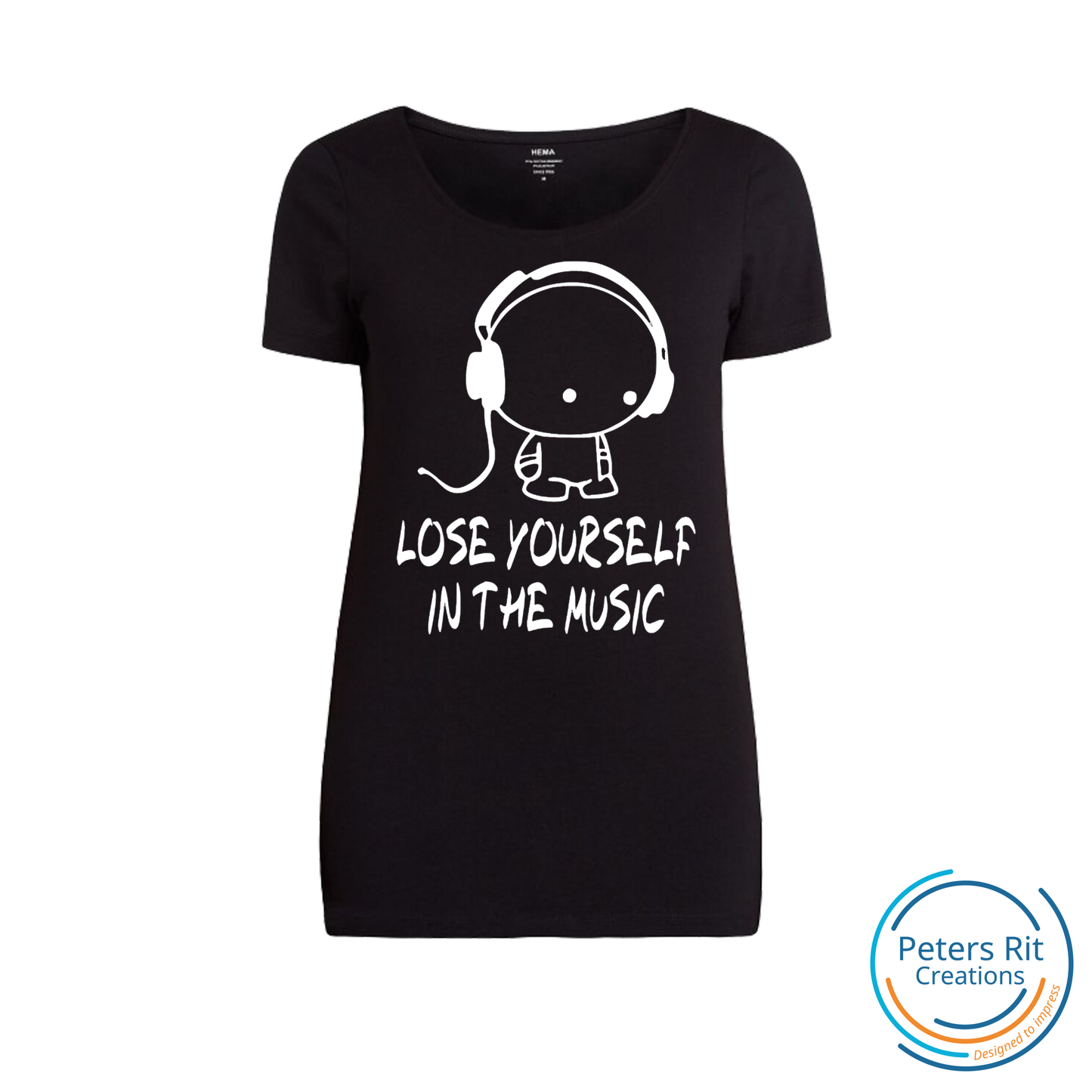 Dames T-shirt R-hals korte mouwen | LOSE YOURSELF IN THE MUSIC
