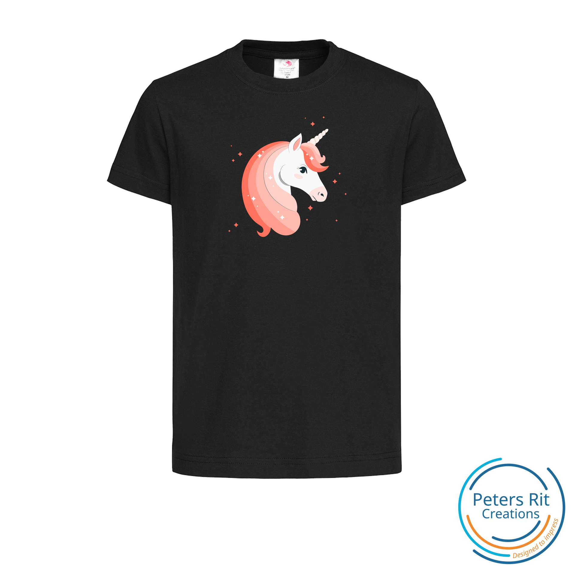 Kinder T shirt korte mouwen EENHOORN ROZE STARS Wit 98 104