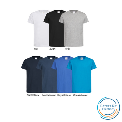 Kinder T-shirt korte mouwen | OLIFANT MET NAAM BLAUW geborduurd/bedrukt