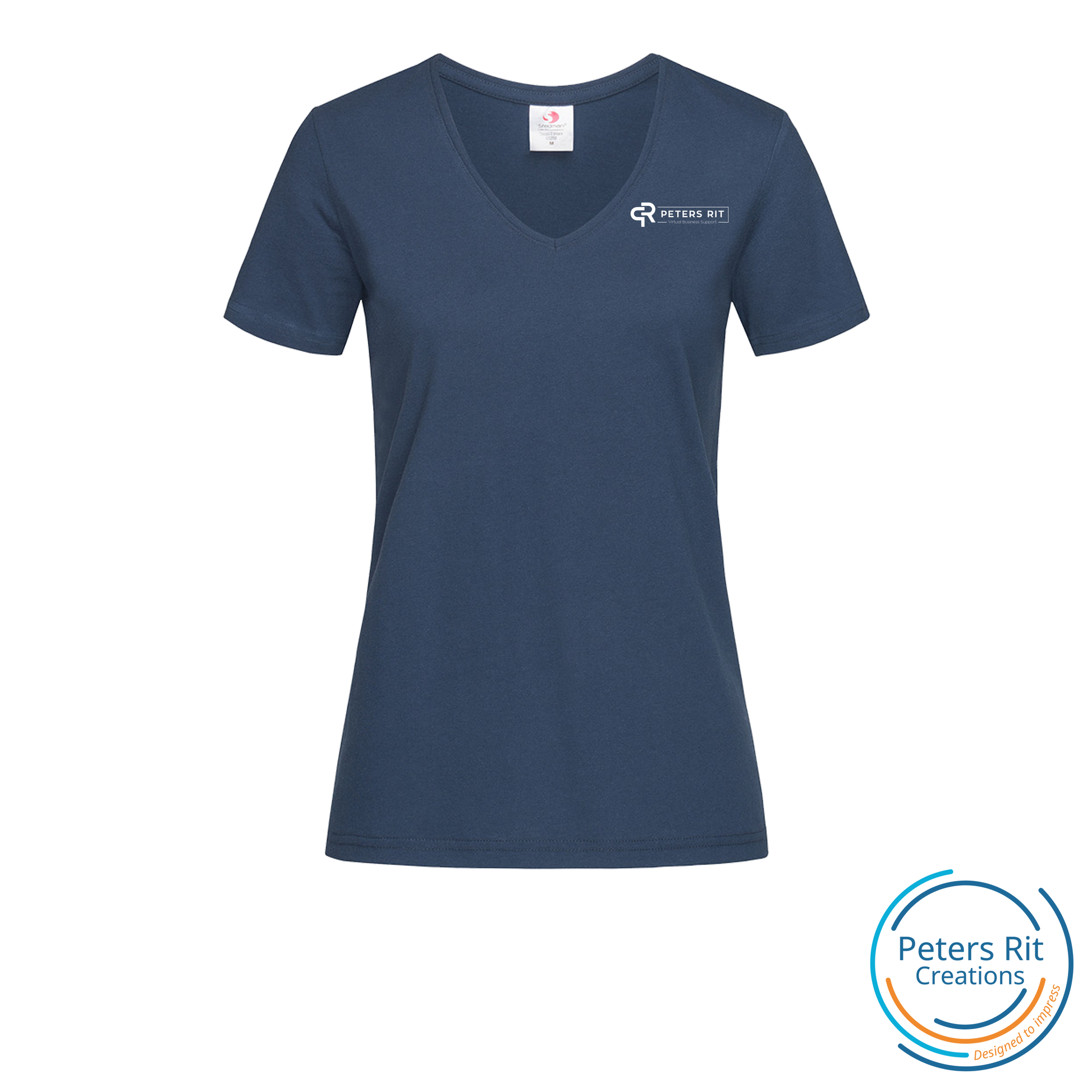 Dames T-shirt V-hals korte mouw JOUW LOGO S1